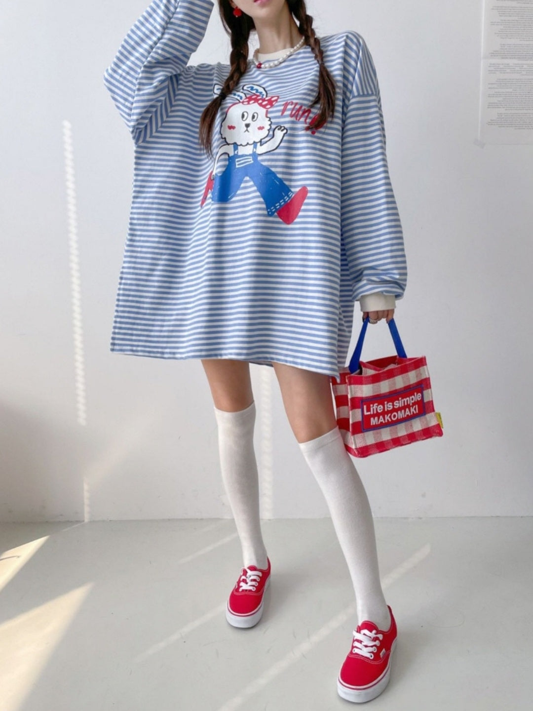 래빗 단가라 박스티셔츠