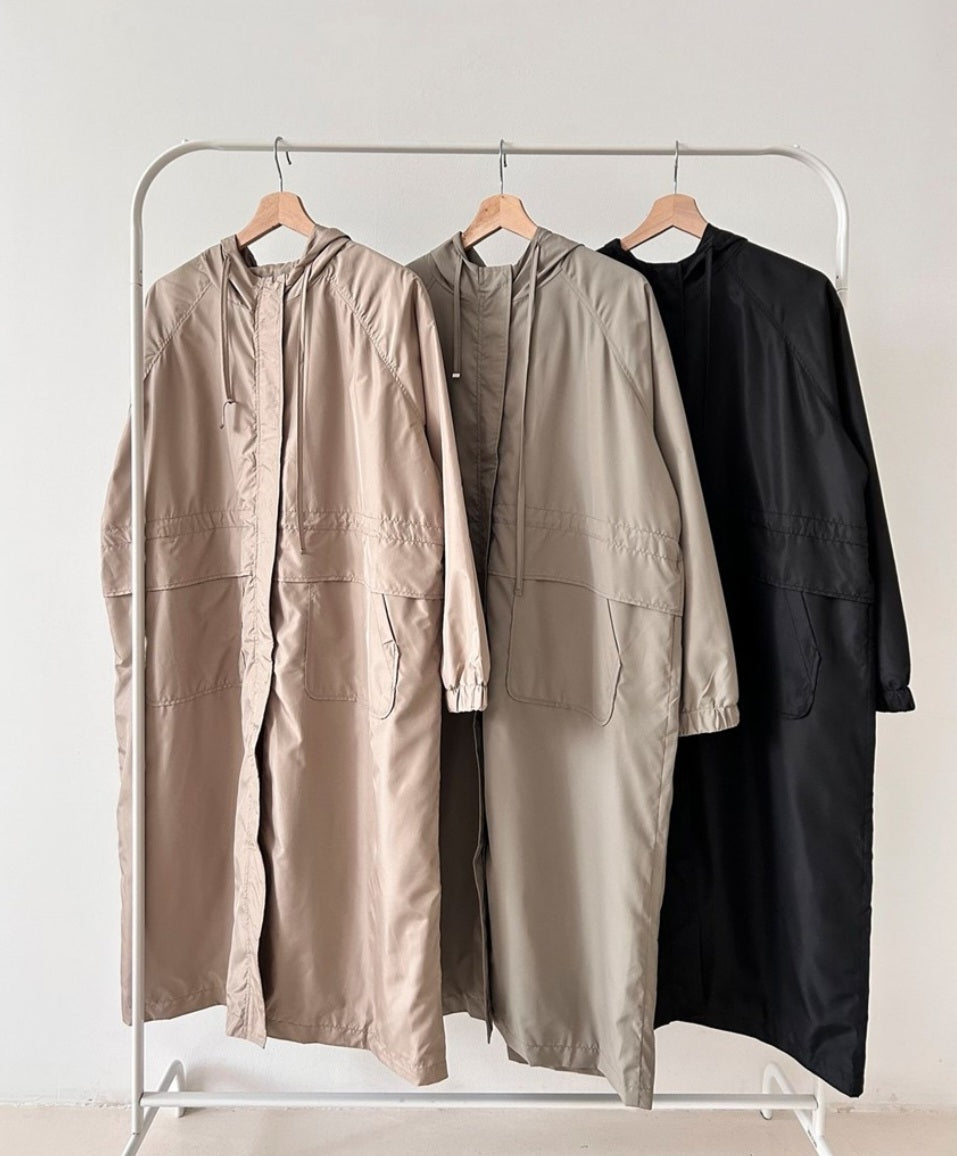 후드셔링 롱사파리 점퍼