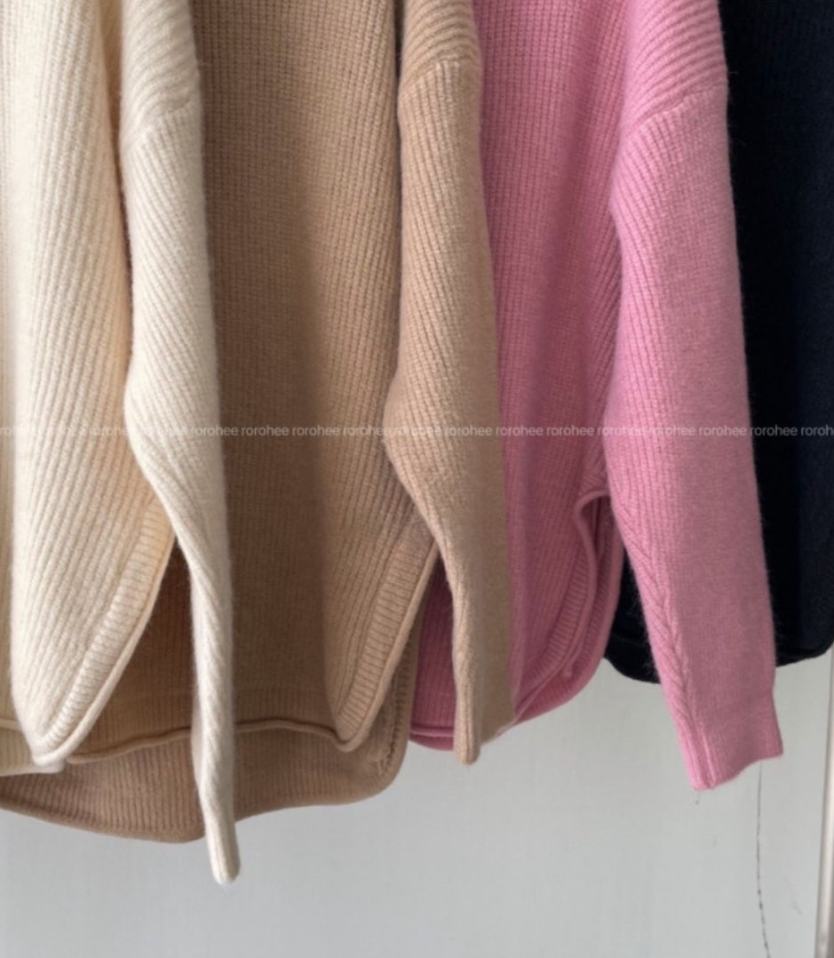 루즈핏 울 골지니트