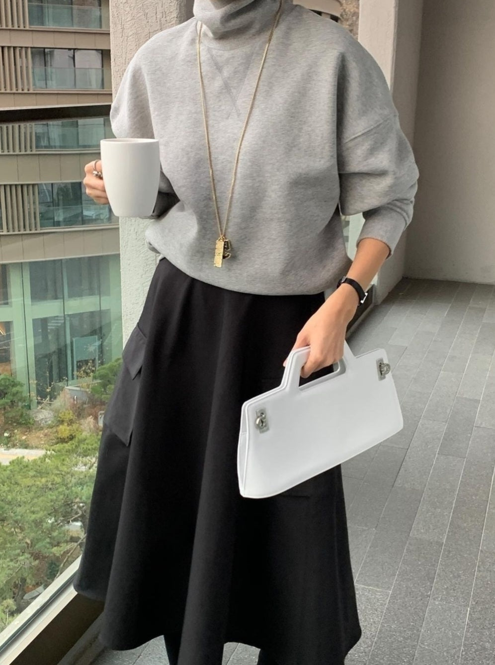 울 카고 스커트 플레어 A라인