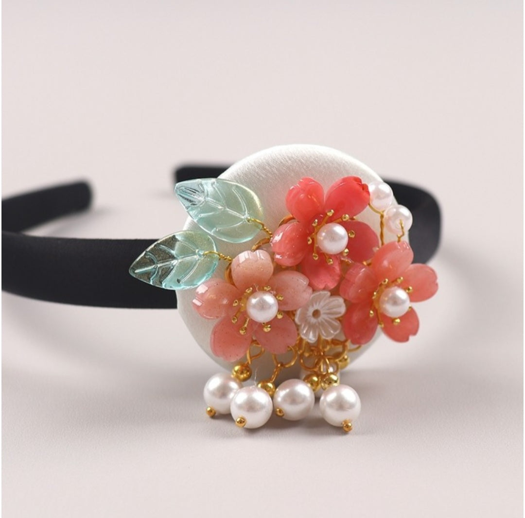 한복 머리띠 세잎꽃