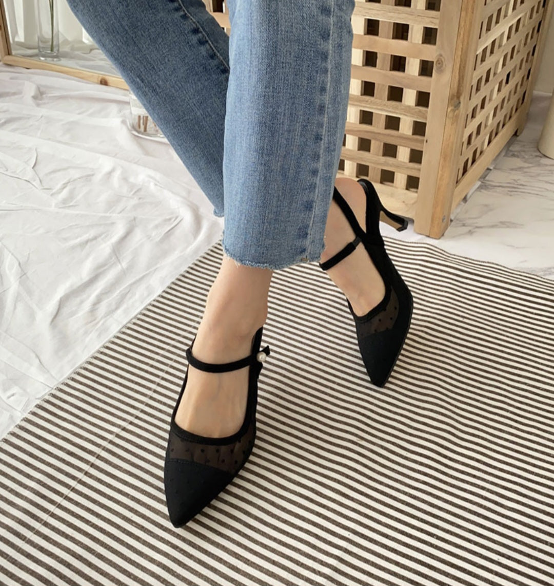 메리제인 도트 스트랩 힐 (7cm)