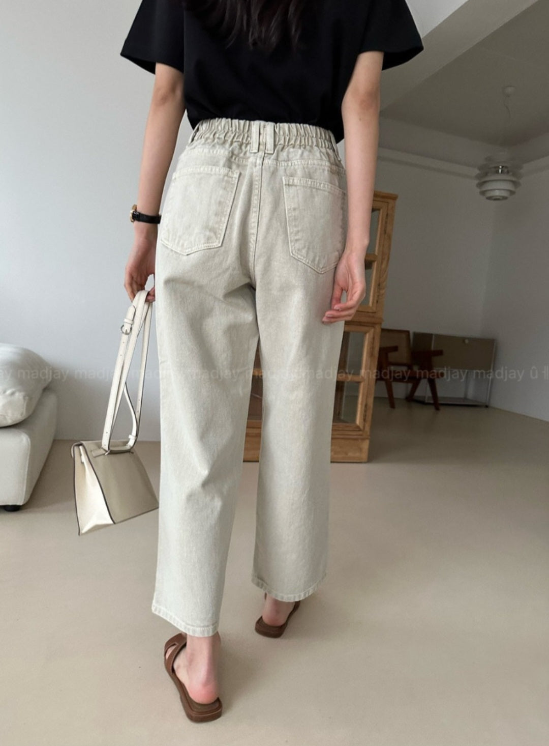 다잉 뒷밴딩 데님팬츠