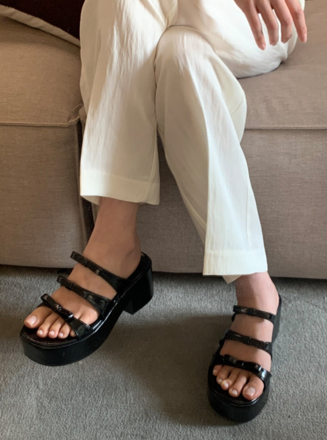 🏖 리본 통굽 슬리퍼 7.5cm