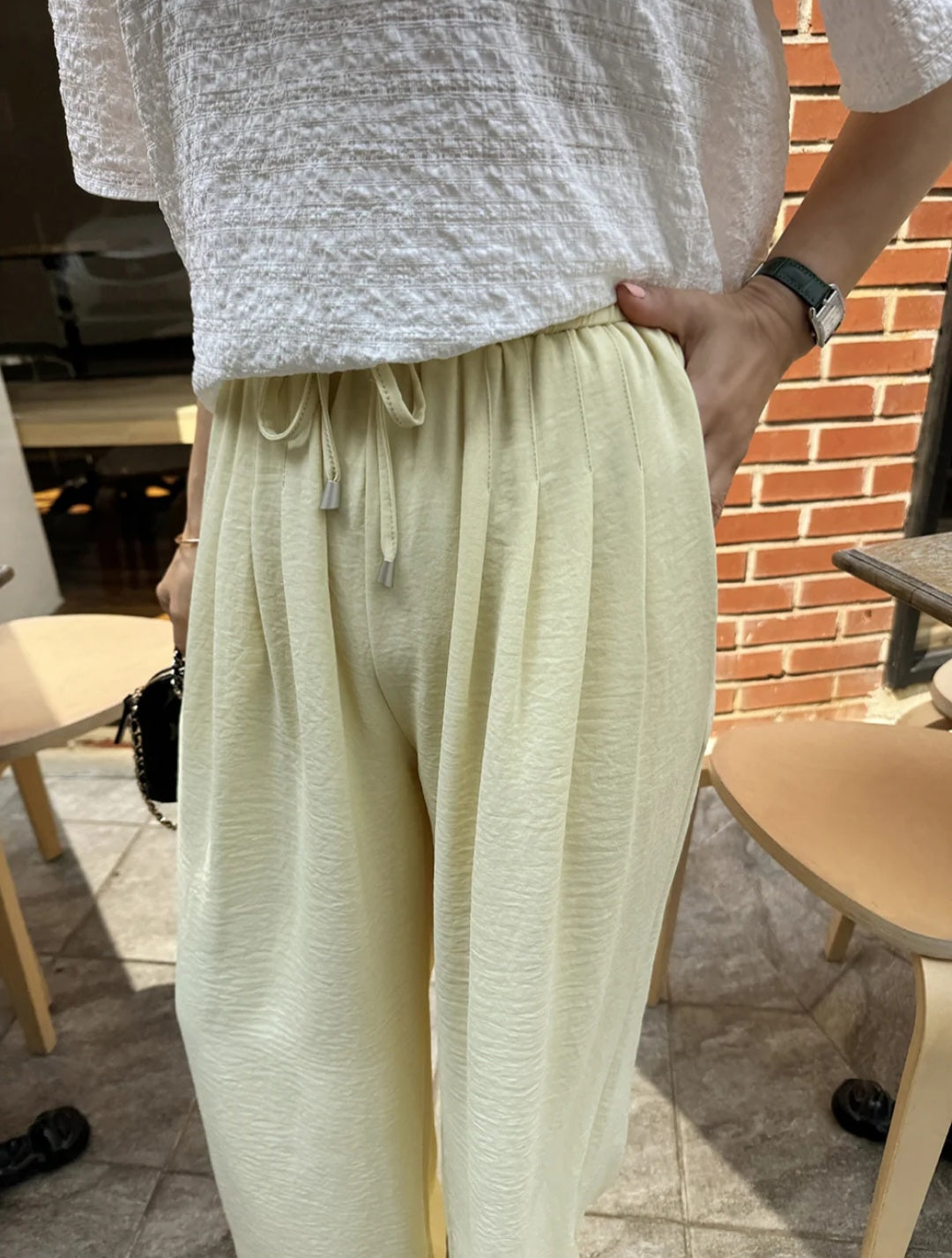 썸머 링클 와이드 밴딩팬츠