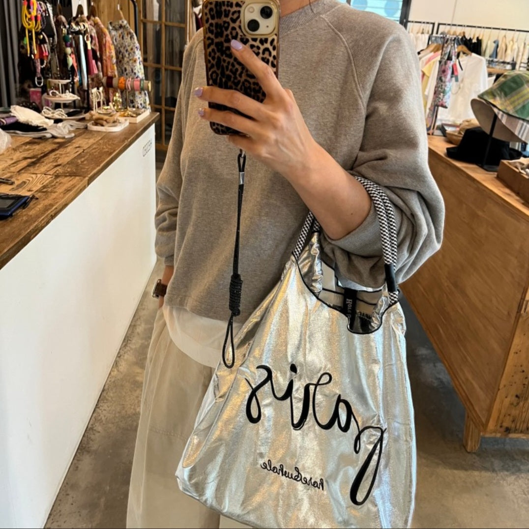 자수 메탈 에코백