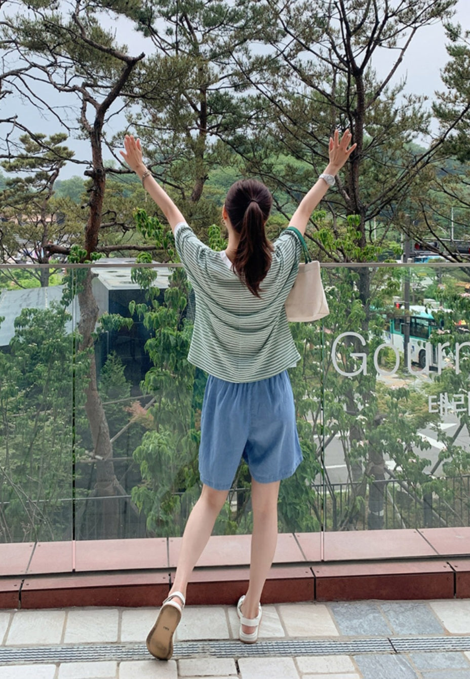 5부 데님 팬츠