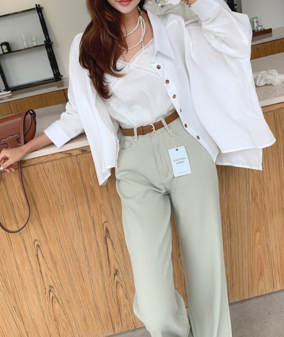 언발 린넨 셔츠