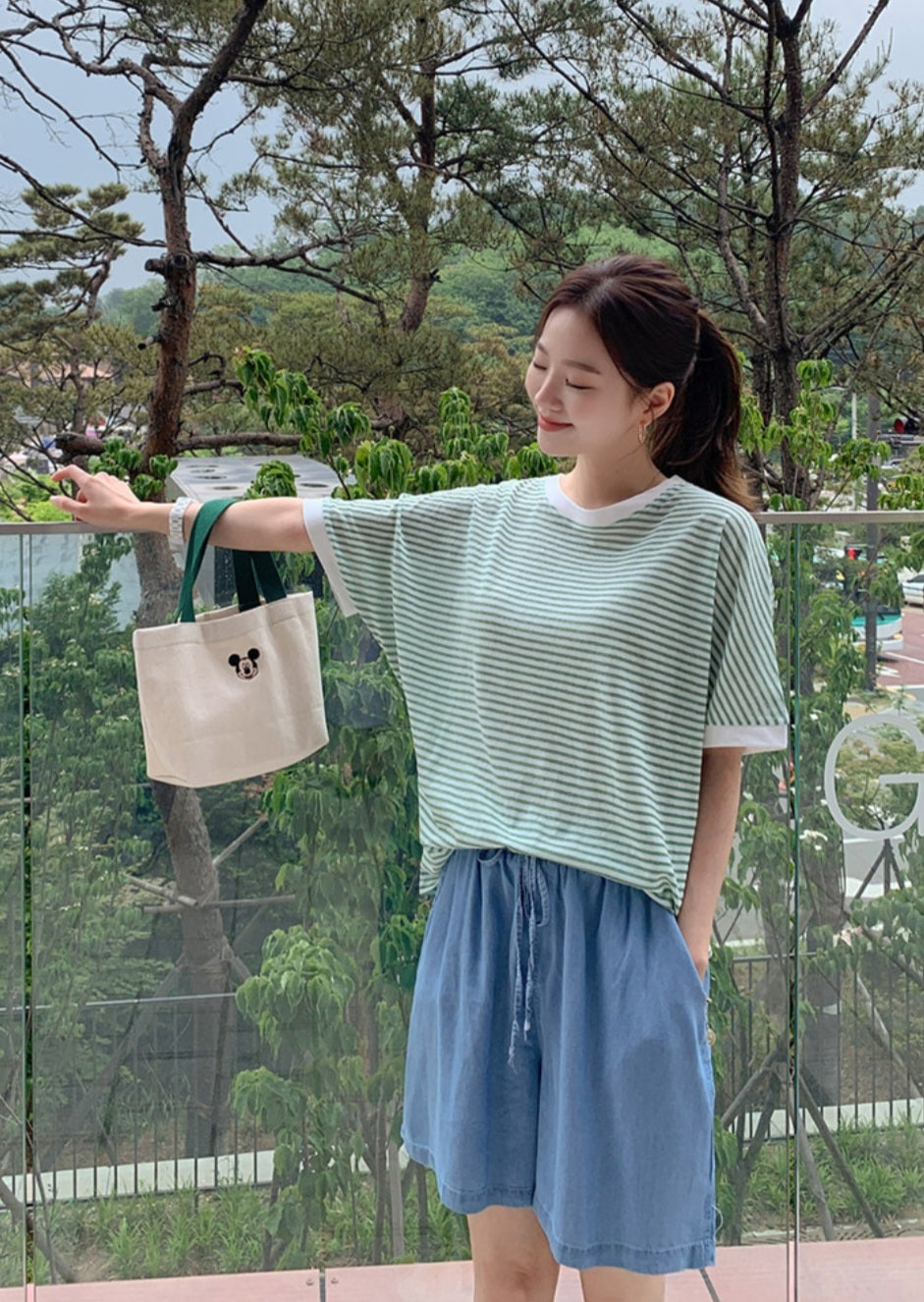 5부 데님 팬츠
