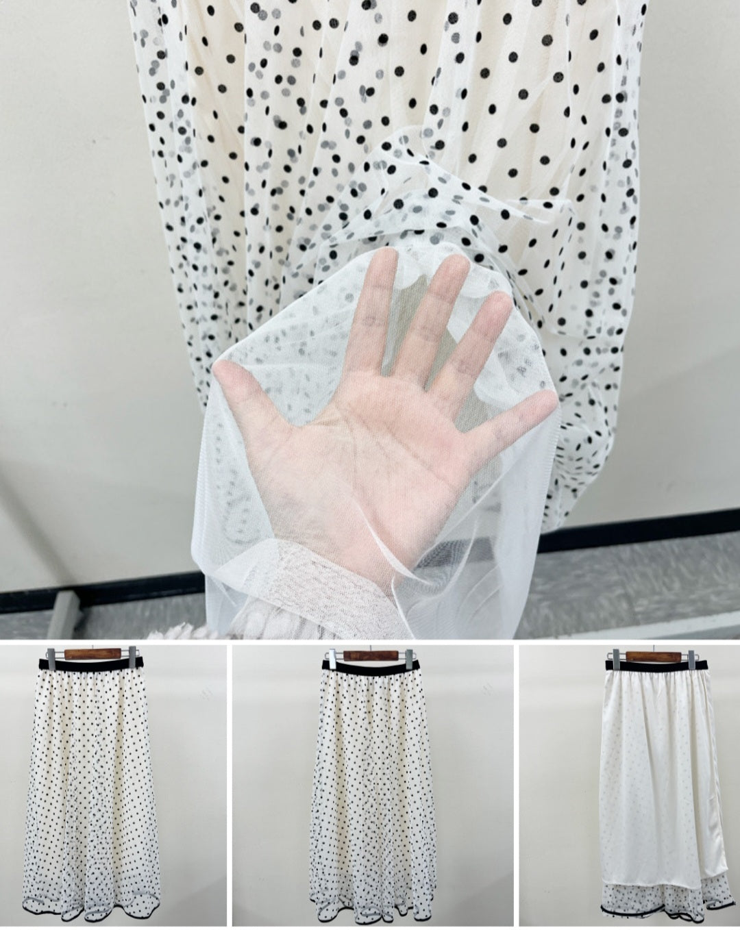 도트 A라인 플레어 샤샤 스커트