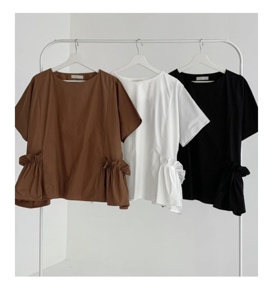 루즈핏 꼼므 포켓프릴 블라우스