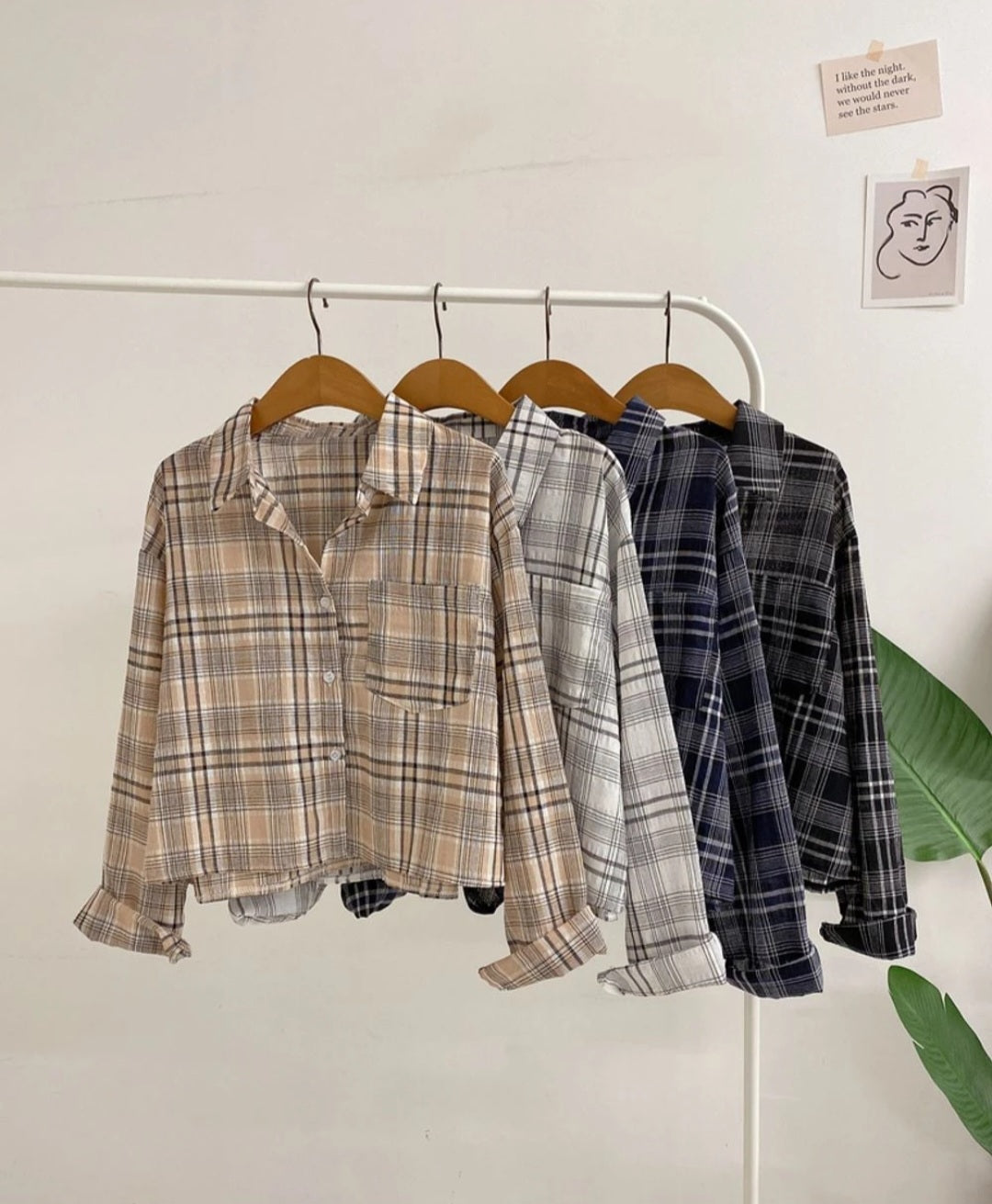 체크 크롭 셔츠 4colors