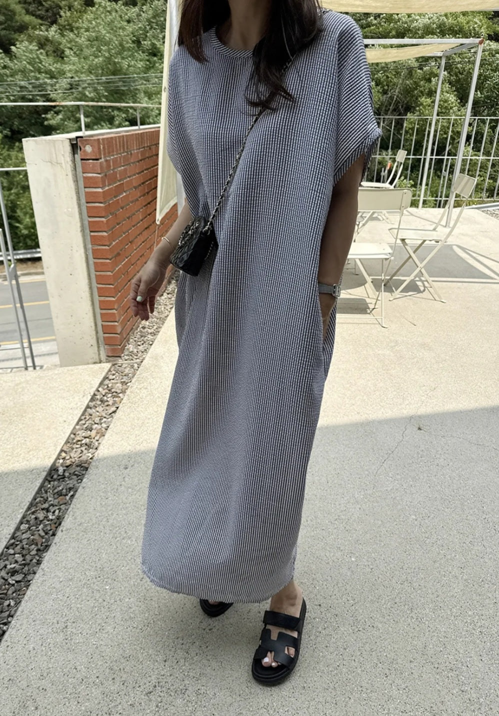 썸머 시어서커 라운드 원피스