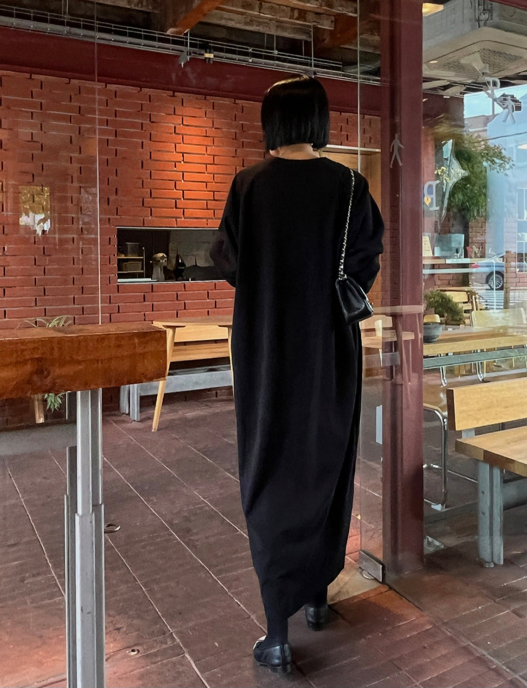 브이넥 골덴 단추 원피스