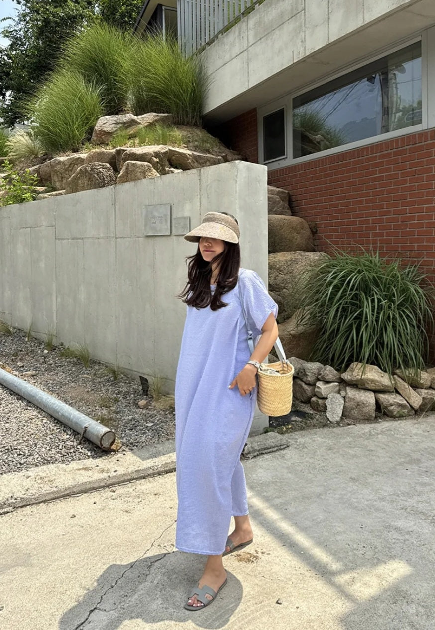 썸머 시어서커 라운드 원피스