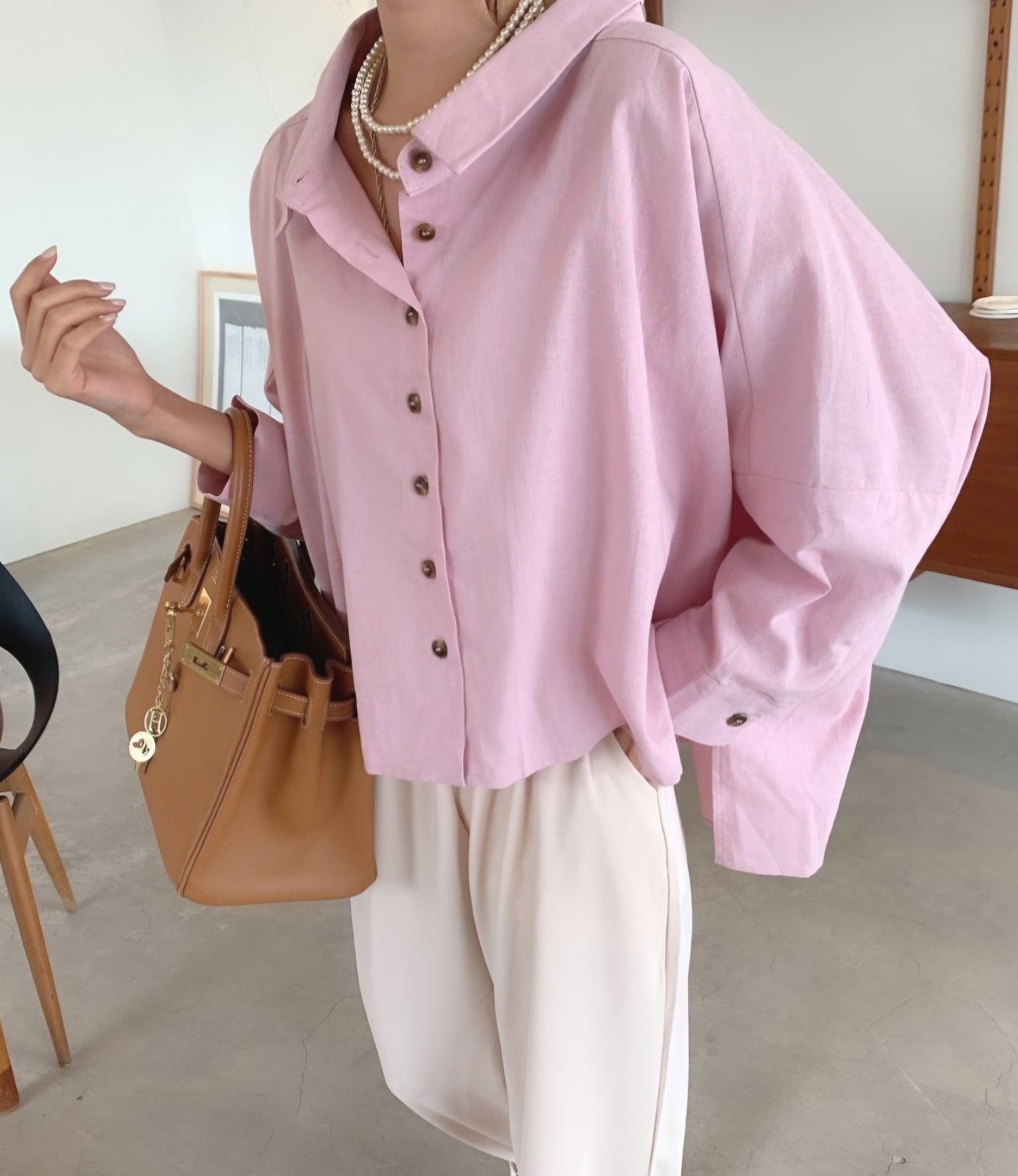 언발 린넨 셔츠