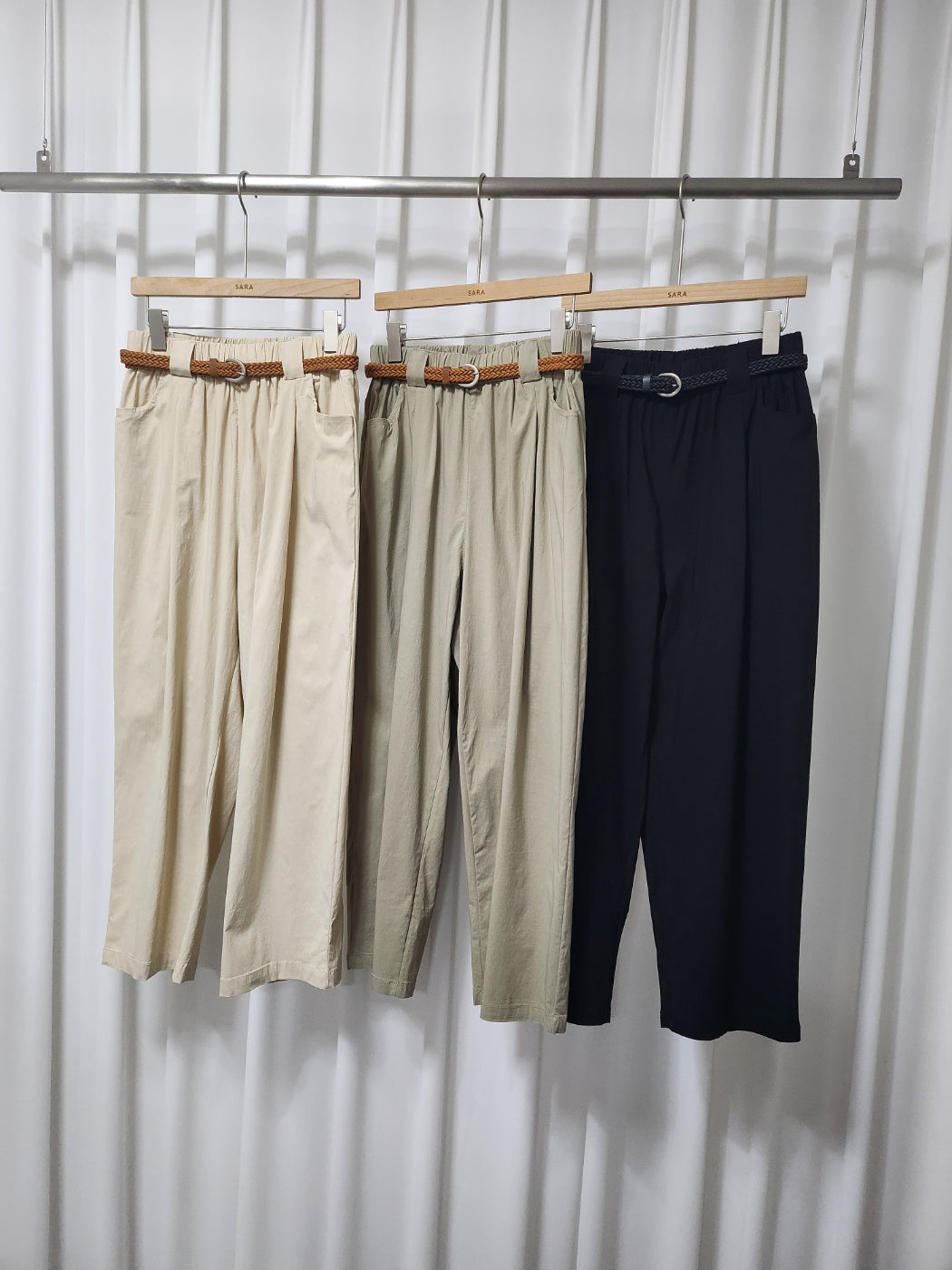 핀턱 밴딩팬츠 벨트 Set