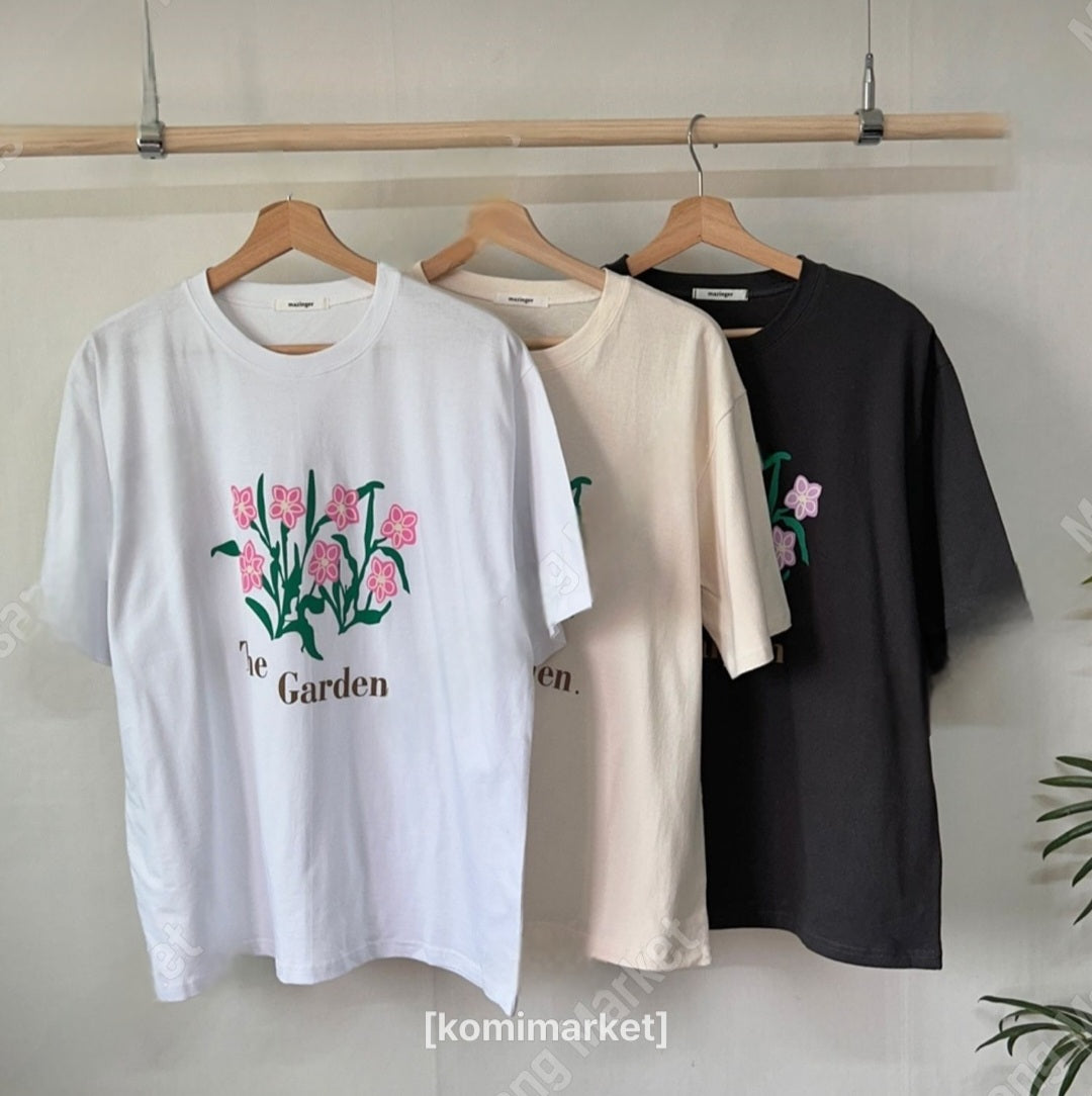 플라워 프린팅 반팔티