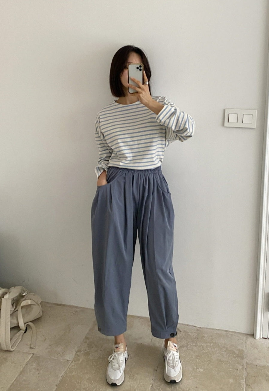 9부 핀탁 스판 밴딩팬츠