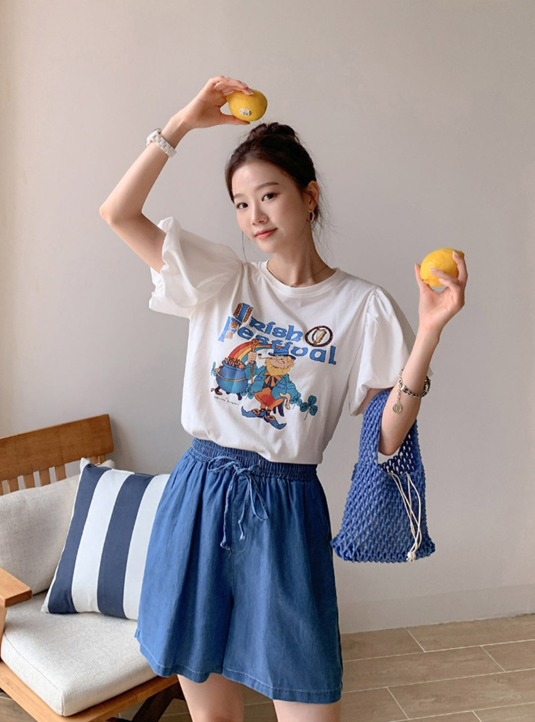 5부 데님 팬츠