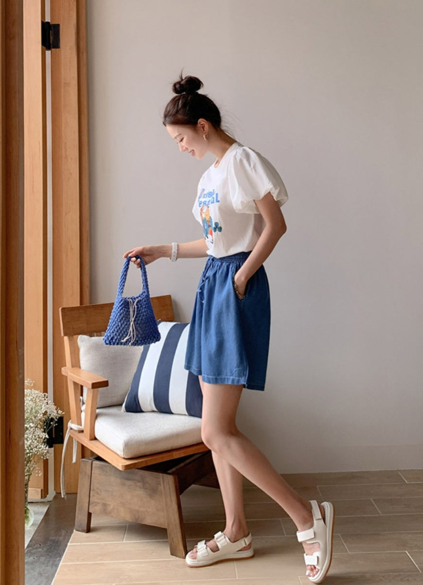5부 데님 팬츠