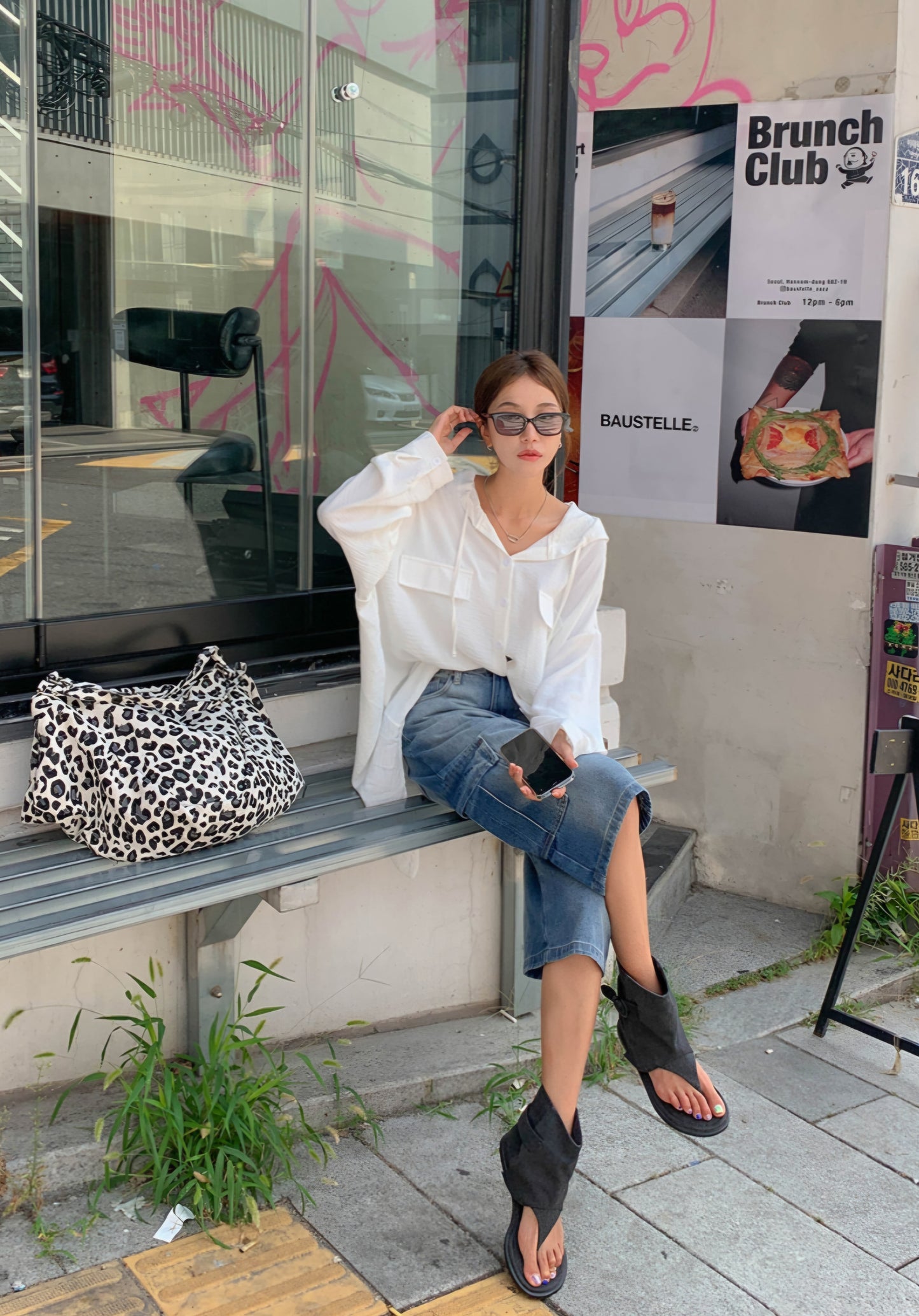 박시 후드 셔츠