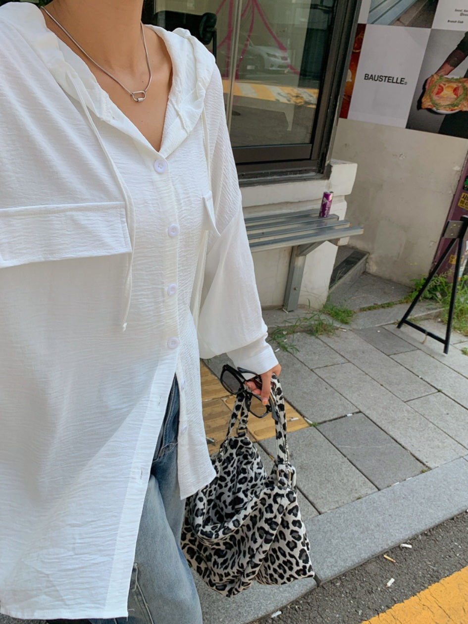 박시 후드 셔츠