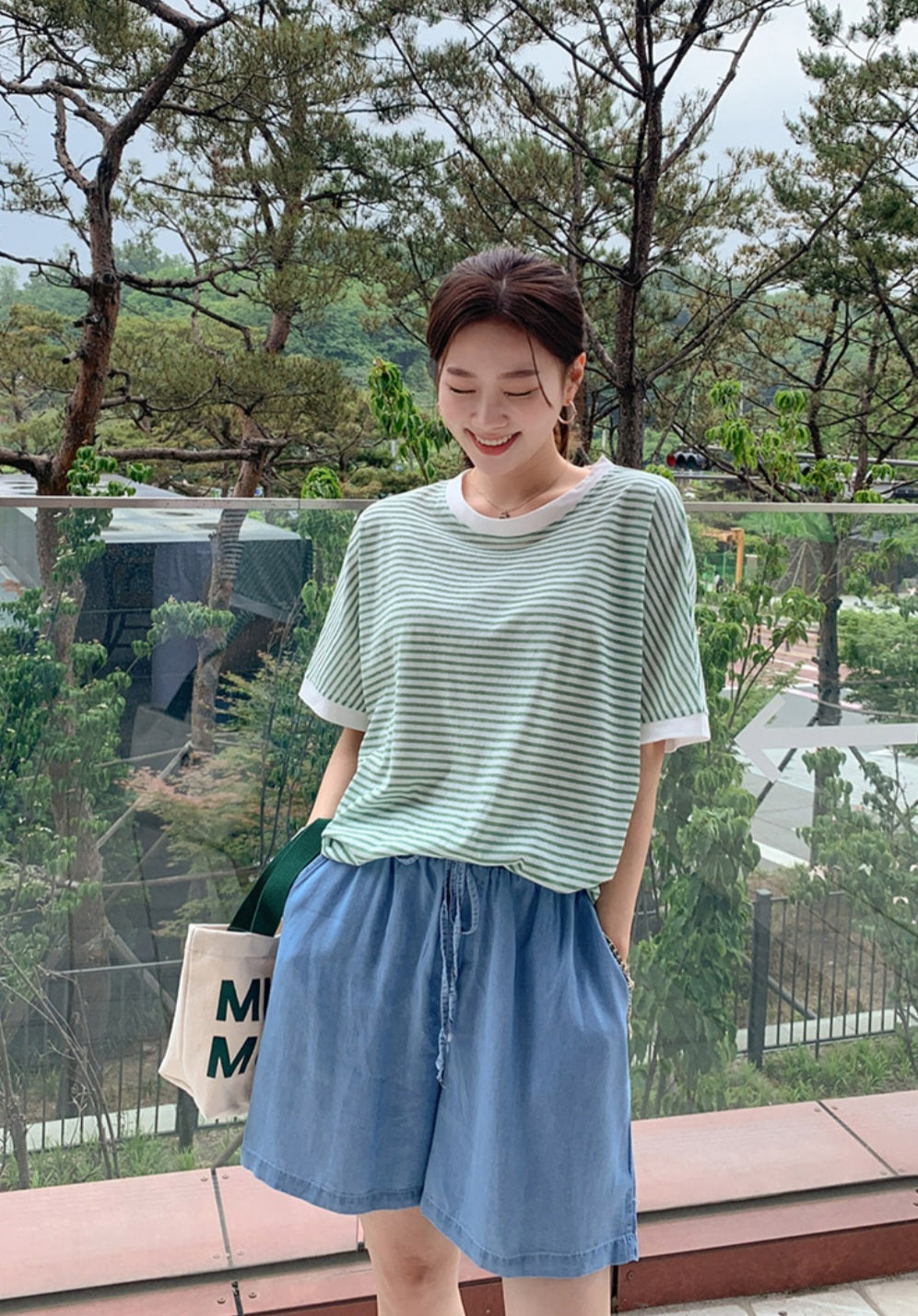 5부 데님 팬츠