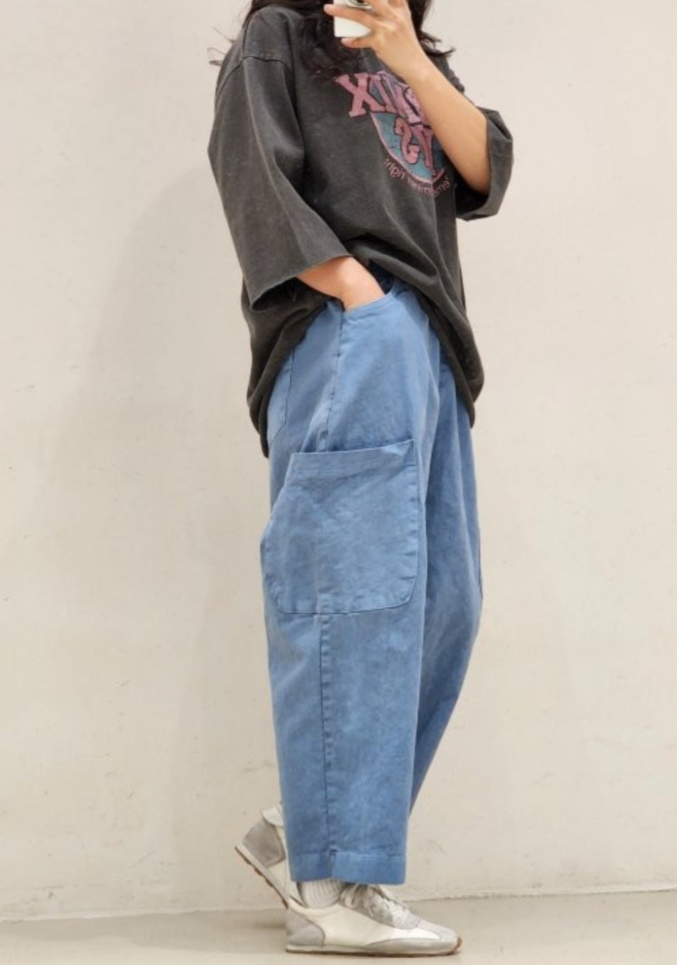 빅포켓 포니 배기핏 밴딩바지