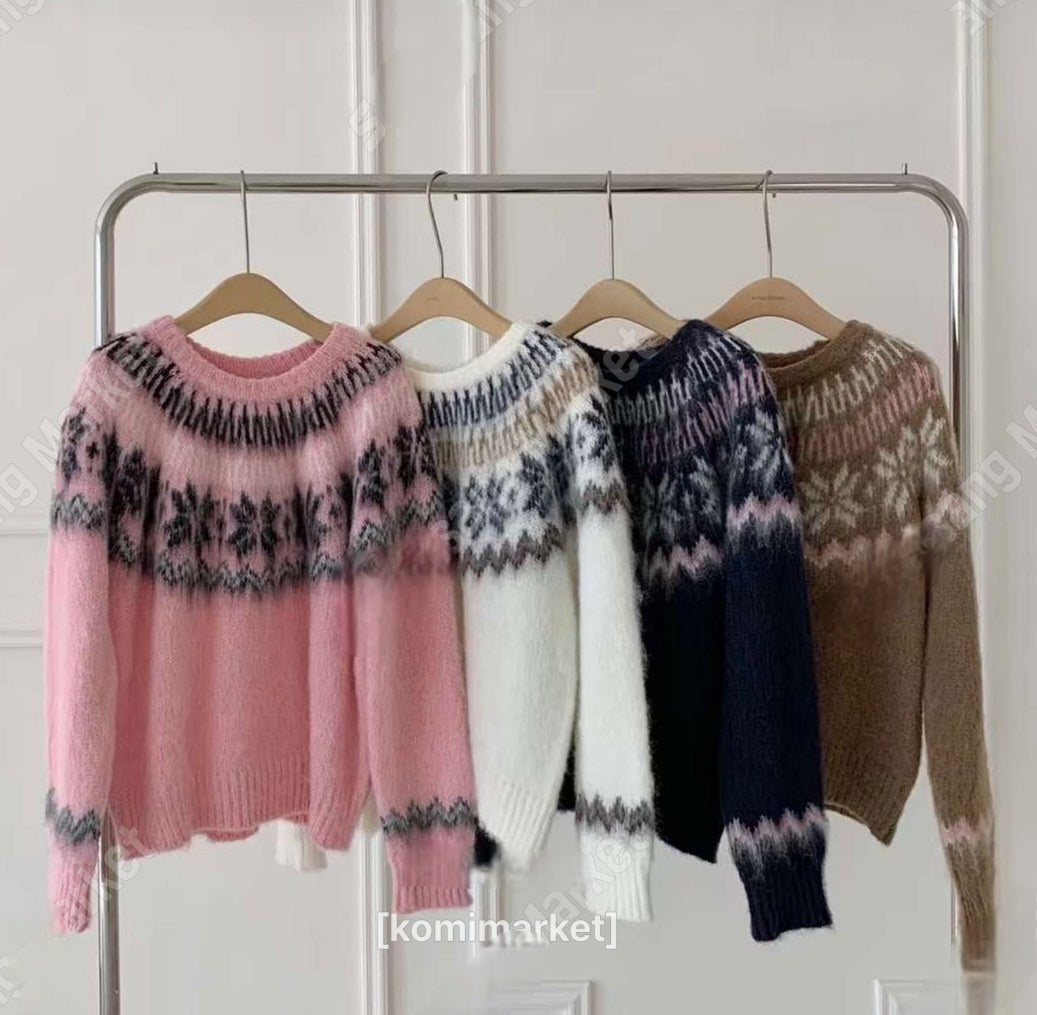 울 노르딕 자가드 스웨터