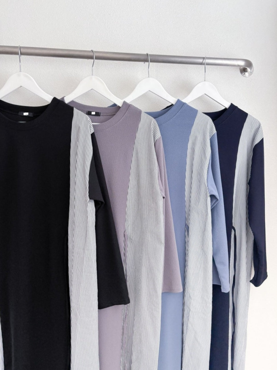 스트라이프 A라인 롱원피스