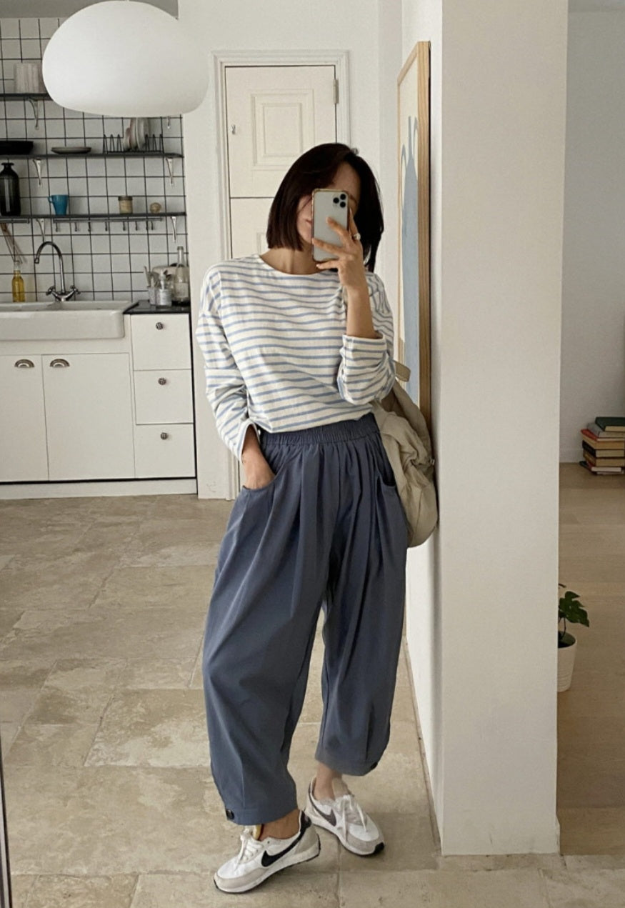 9부 핀탁 스판 밴딩팬츠