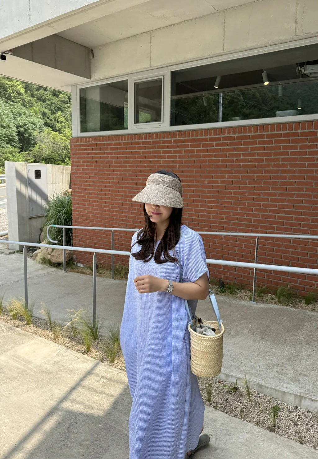 썸머 시어서커 라운드 원피스