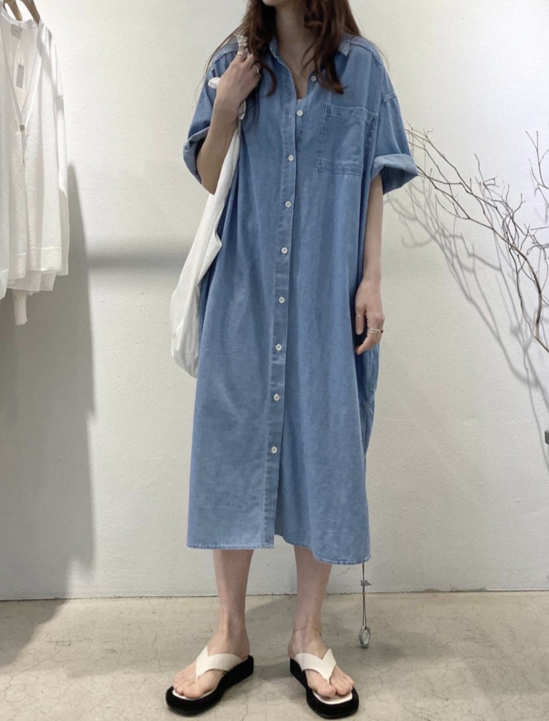 모던 데님 롱원피스