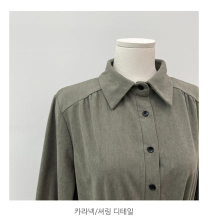 카라넥 스트링 골덴 롱 원피스