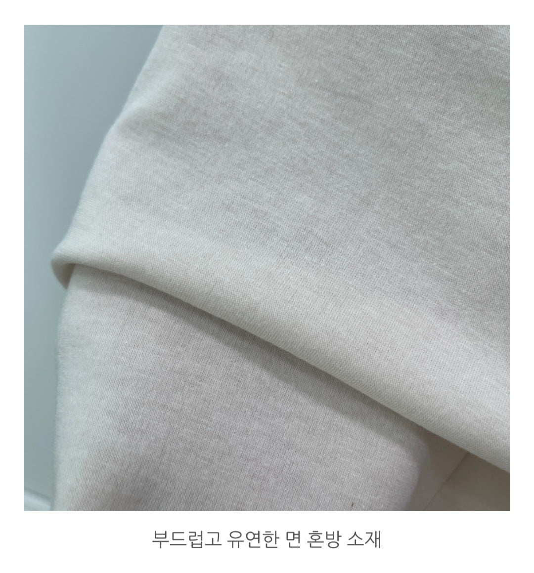 배색 A라인 롱 원피스