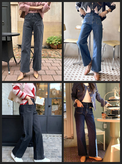 [기모] 포켓 와이드 데님팬츠