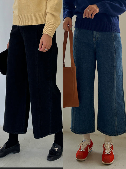 노튼절개 와이드 기모 데님[S/M/L]