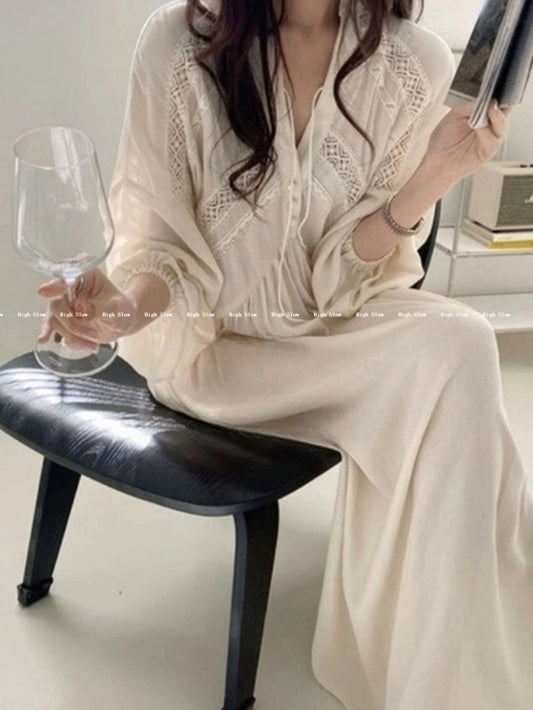 🍂레이스 코튼 롱원피스