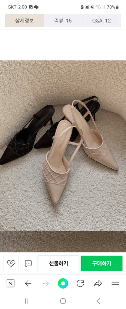 스틸레토 비즈 슬링백 힐