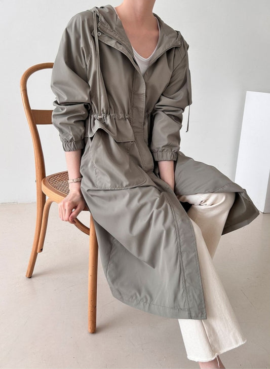 후드셔링 롱사파리 점퍼