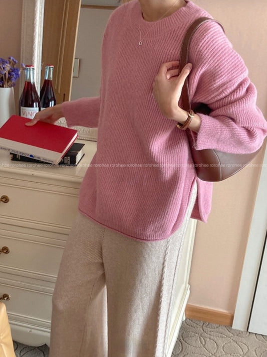 루즈핏 울 골지니트