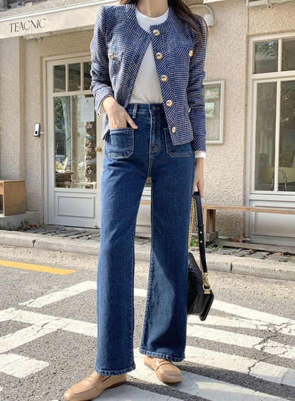 [기모] 포켓 와이드 데님팬츠