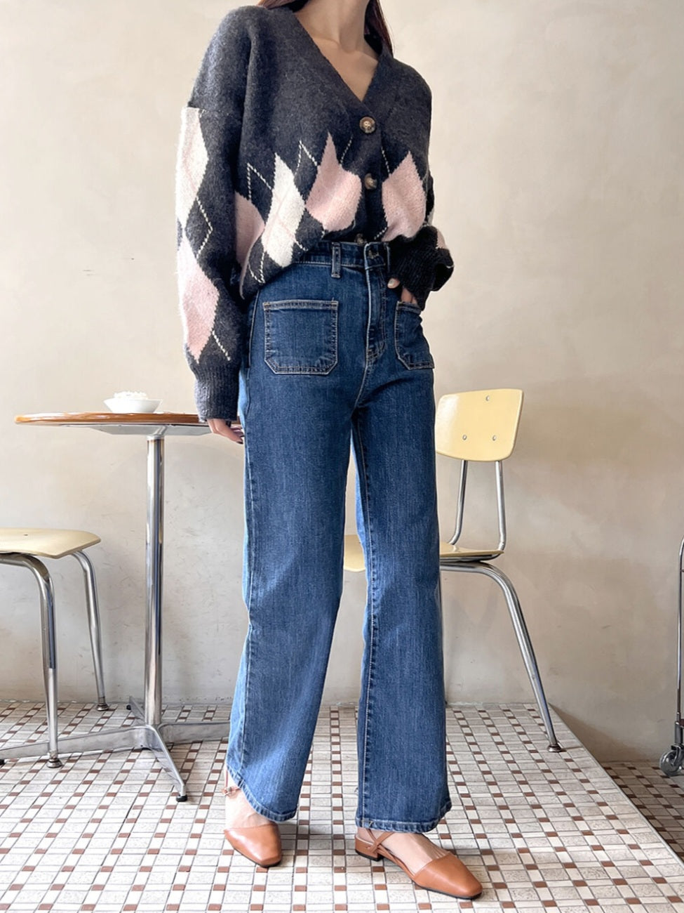 [기모] 포켓 와이드 데님팬츠