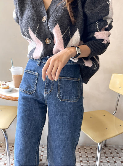 [기모] 포켓 와이드 데님팬츠