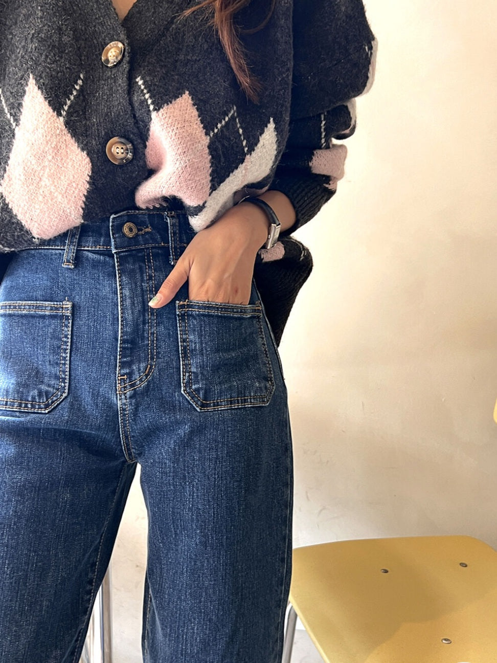 [기모] 포켓 와이드 데님팬츠