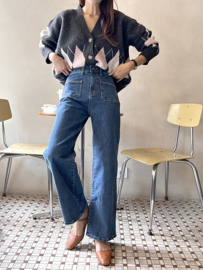 [기모] 포켓 와이드 데님팬츠