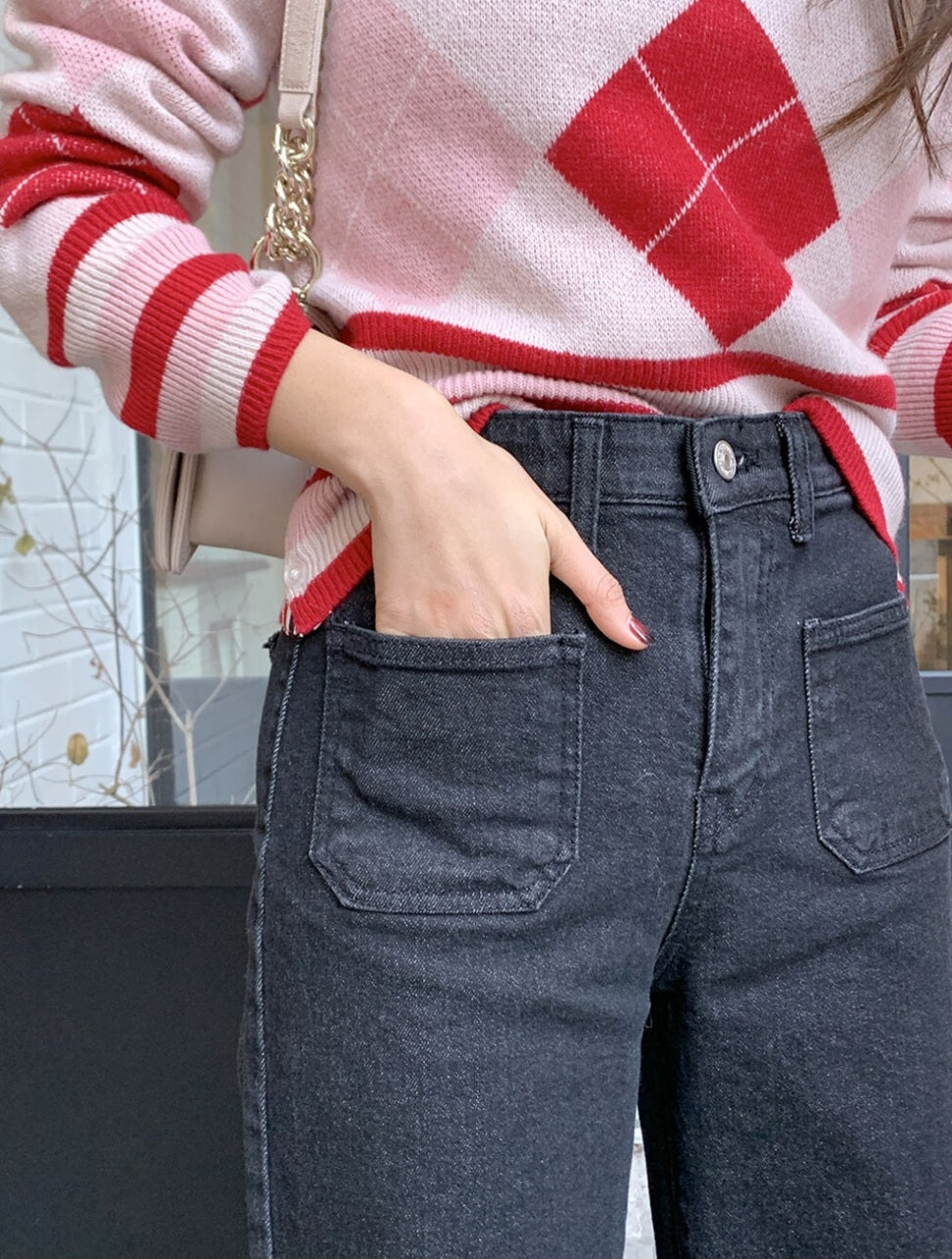 [기모] 포켓 와이드 데님팬츠