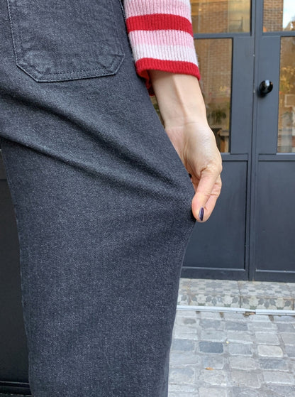 [기모] 포켓 와이드 데님팬츠