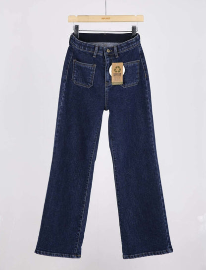 [기모] 포켓 와이드 데님팬츠